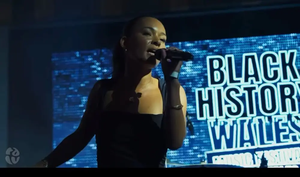 A singer on stage at the Black History Wales festival